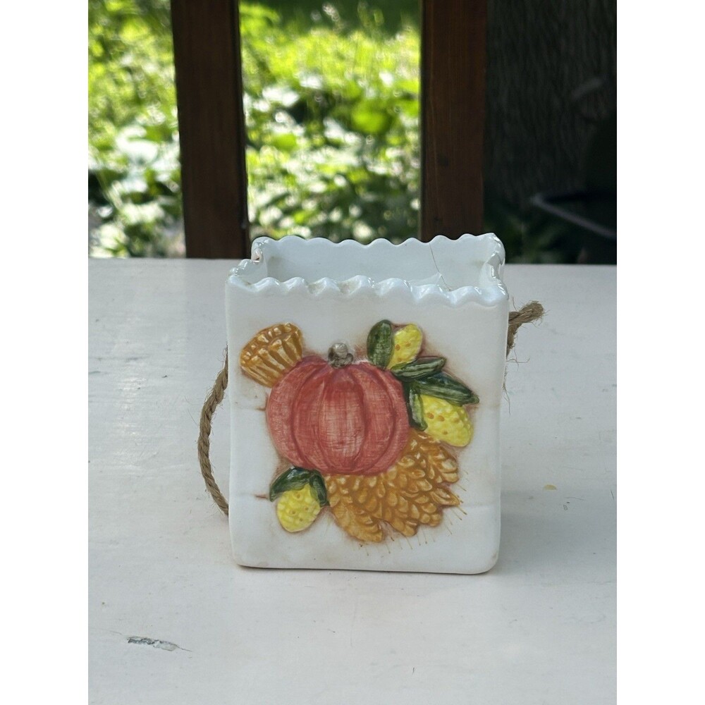 Vintage Pumpkin Decor Bag Thanksgiving Fall Decor Harvest Vase Kitschy